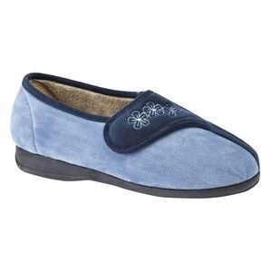 Sleepers Womens/Ladies Gemma Touch Fastening Embroidered Slippers / Navy/Blue